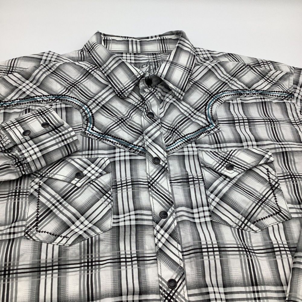 Wrangler Rock 47 Mens Long Sleeve Pearl Snap Shirt Plaid Size 2XT‎
